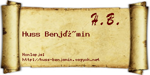 Huss Benjámin névjegykártya